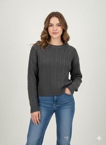 Stylish Gray Knit Pullover Sweater