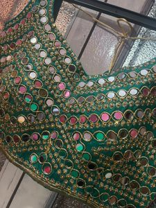 Green Mirror Work Blouse