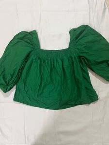 Green Puff Sleeve Top