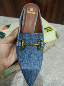 Denim Mule Flats