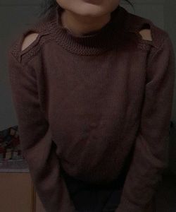 Shoulder Cut Sweater (Brown)