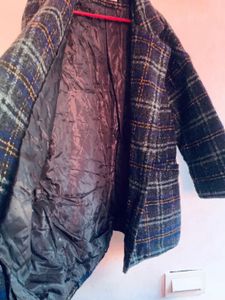 Plaid Wool Blend Coat