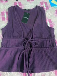 Stylish Purple Sleeveless Top (Medium)