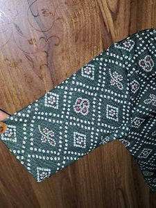 Chunari Print Green Blouse