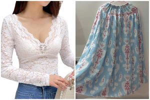 White Top And Blue Skirt
