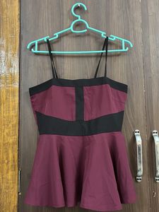 Chic Burgundy Peplum Top