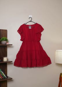 Red Ruffled Girls Dress