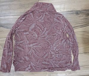 Mauve Leaf Patterned Open Front Jacket