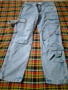 Light Wash Cargo Jeans