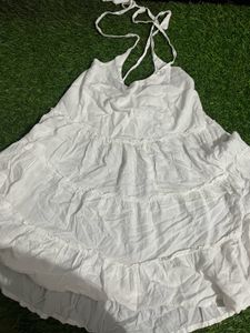 White Ruffle Tiered Halter Sundress