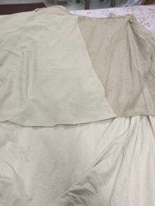 Beige Dress with Net Detail