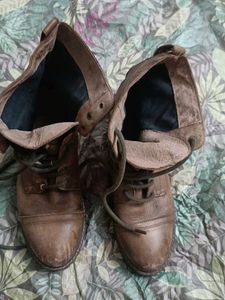 Vintage Leather Lace-Up Ankle Boots