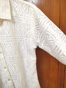 Off White Lace Shirt Top