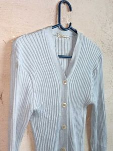 Winter Ribbed Cardigan Light Blue