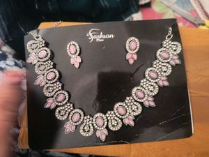 Pink Stone Necklace &amp; Earring Set