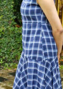 Handkerchief Hem Sleeveless Dress – Blue Checkered