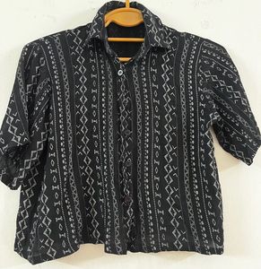 Black Patterned Short Sleeve shirt