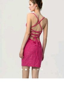 Salee🪅Pinteresty Criss Cross Back Pink Dress