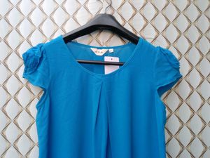New With Tag Pinterest Vintage Blue Puff Top
