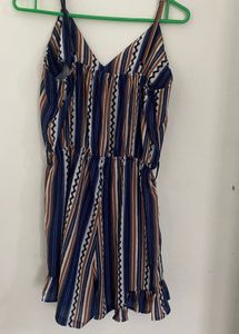 Striped Ruffle Romper - Urbanic