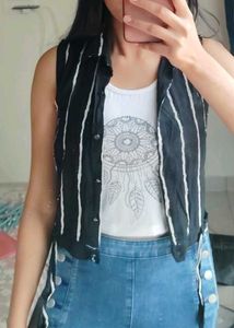 Striped Tie-Front Top