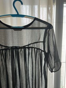 Sheer Black Tunic Top
