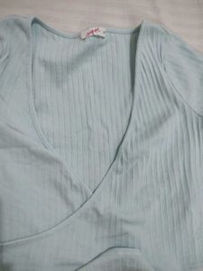 Baby Blue Wrap Top