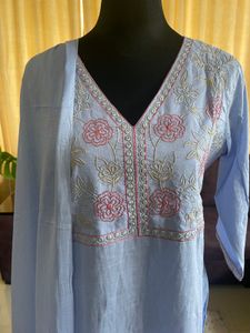 Fresh Light Blue Suits Embodiery