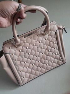 Blush Quilted Pearl Detail Handbag