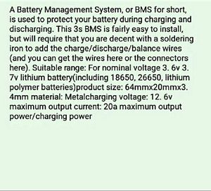 3s BMS 20 Ampere