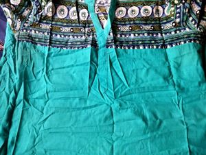 A-LINE KURTI - SEA GREEN