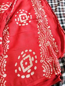 Red &amp; White Batik Print Fabric