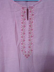 Peach Embroidered Kurti