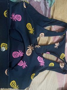 Padded Pineapple Print Sports Gym Top  Bra