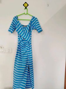 Striped Cutout Midi Dress
