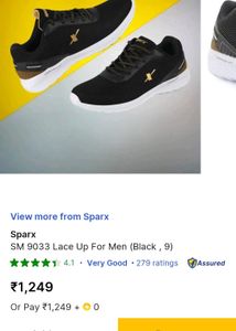 Sparx Black Lace-Up Sneakers