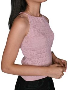Elegant Knitted Pink Halter Neck Top