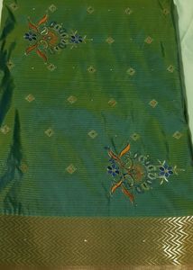 Navy Blue Saree With stitched Blouse