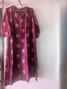 Elegant Majenta colored festive kurti with Lotus m