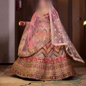 Stunning Bridal Lehenga + Choli + 2 Dupatta Set