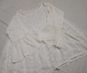 White Kurti Embroidered Dress