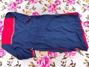 Blue &amp; Red Embroidered Kurta