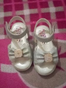 Cute Silver Sandals with Bow Detail