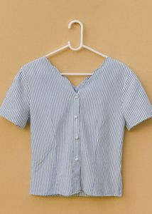 Blue & White Striped Button-Down Cotton Top