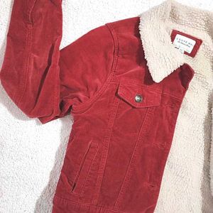 Red Corduroy Sherpa Jacket