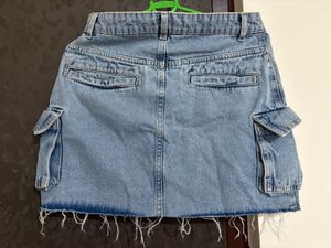 Denim Mini Skirt with Pockets