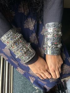 Minakari stone oxidised ghungroo Hancuff