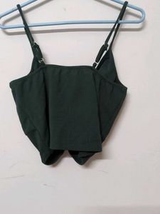 Green Twist-Front Crop Top