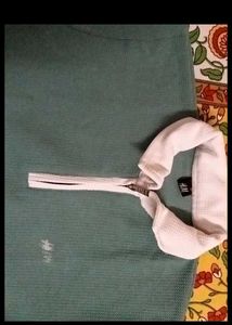 Vintage Aqua Zip-Neck Polo Shirt