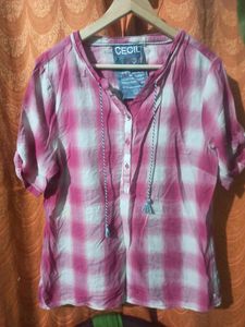 Pink Checks Cotton  Shirt